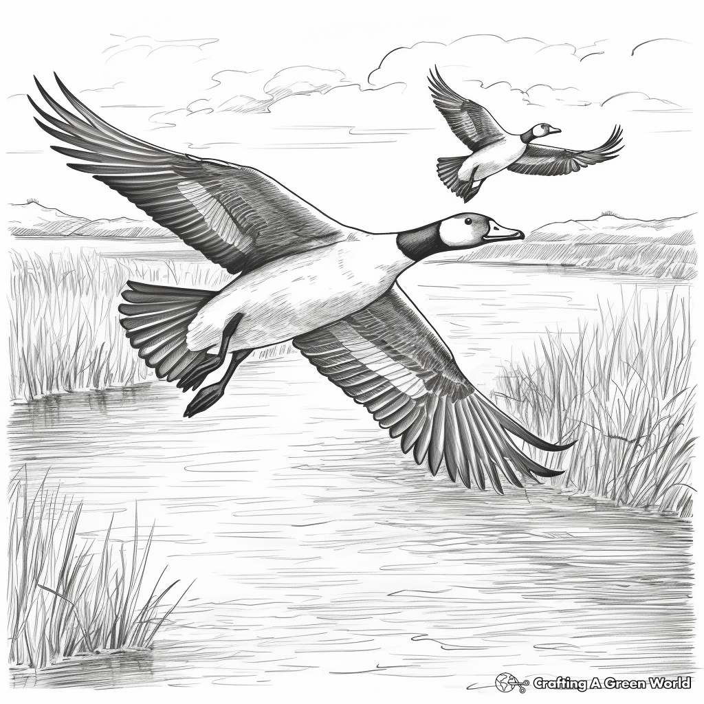 Autumn Flight of Canada Geese Coloring Pages 1
