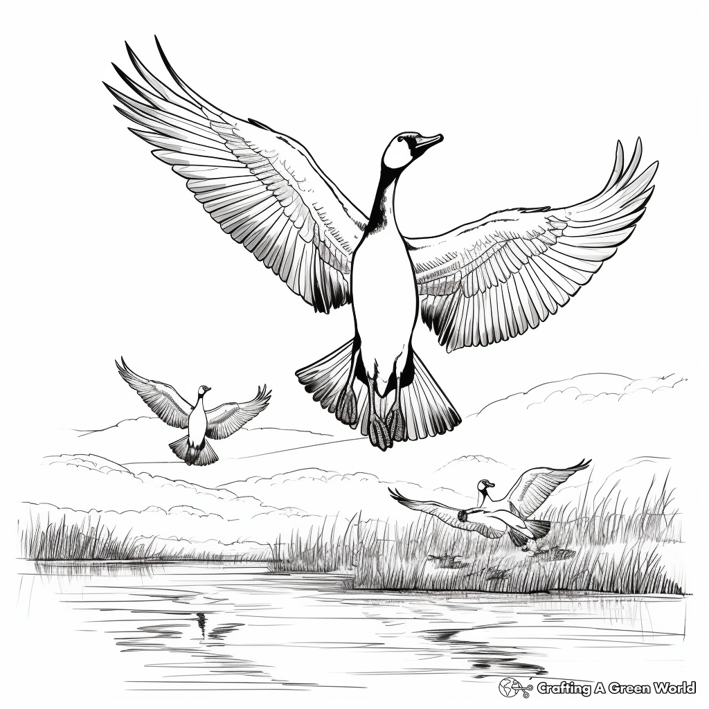 Autumn Flight of Canada Geese Coloring Pages 3