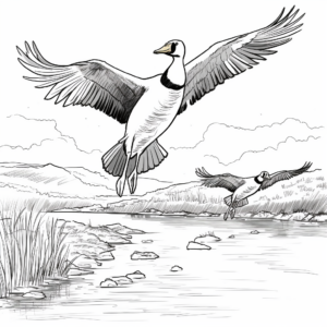 Autumn Flight of Canada Geese Coloring Pages 4