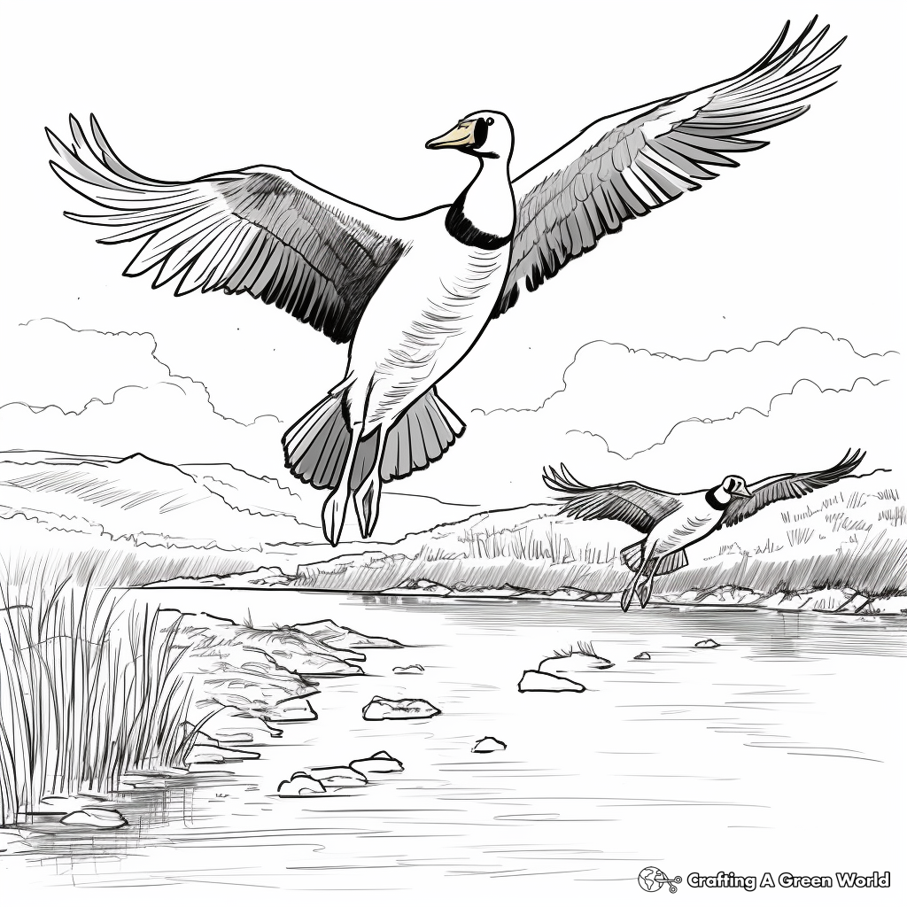 Autumn Flight of Canada Geese Coloring Pages 4
