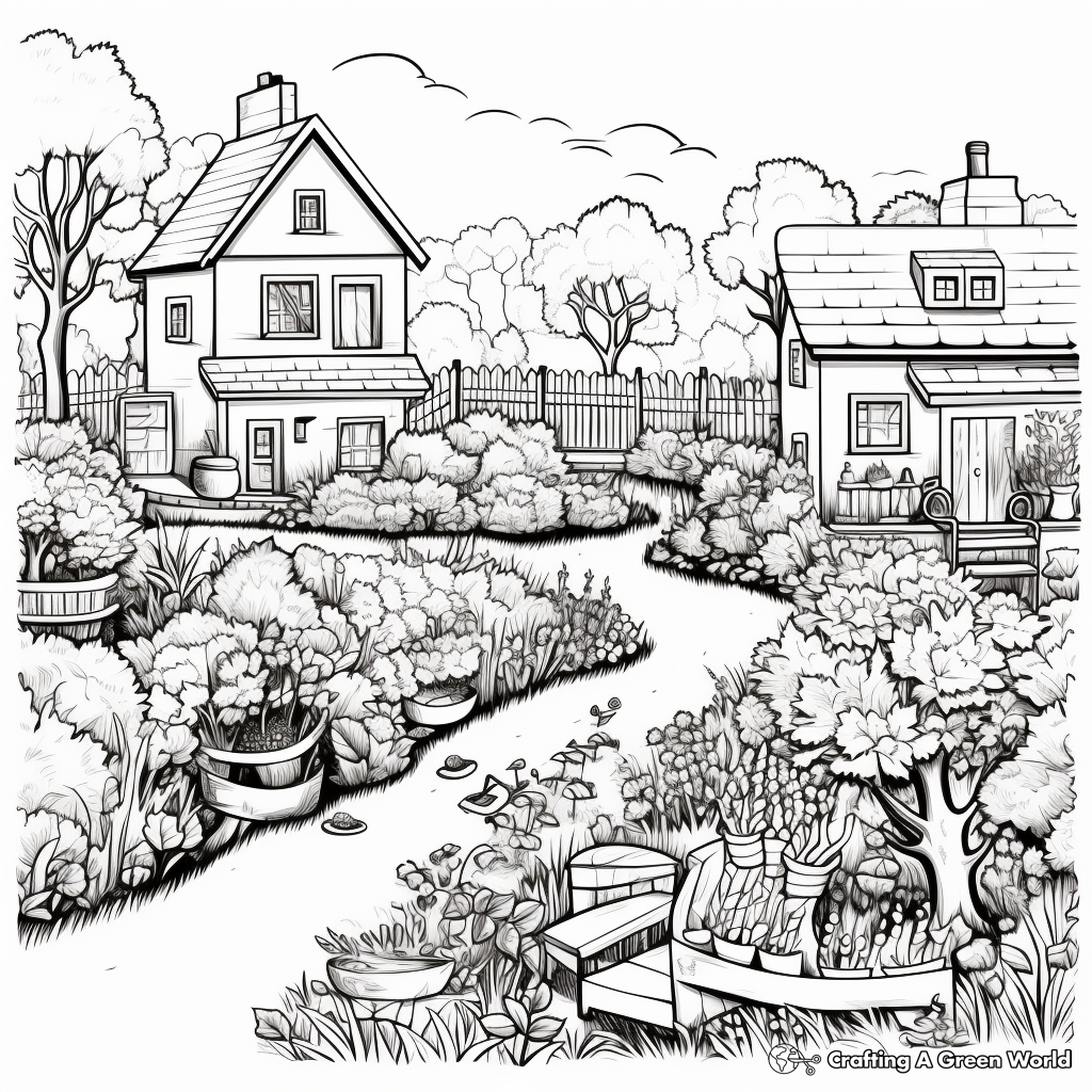 Autumn Garden Sceneries: Detailed Coloring Pages 2