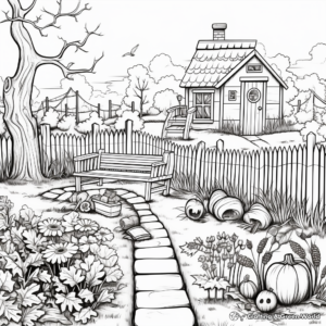 Autumn Garden Sceneries: Detailed Coloring Pages 4