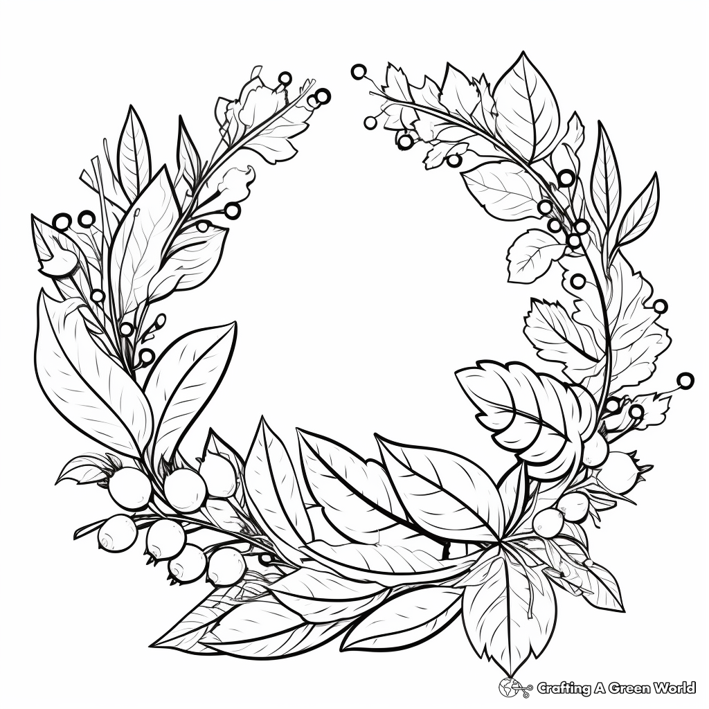 Autumn Leaves and Flowers Wreath Coloring Pages 3