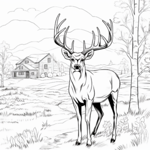 Autumn Scene with Big Buck Coloring Pages 3