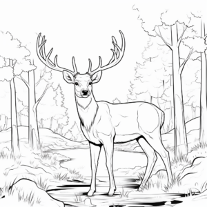 Autumn Scene with Big Buck Coloring Pages 4