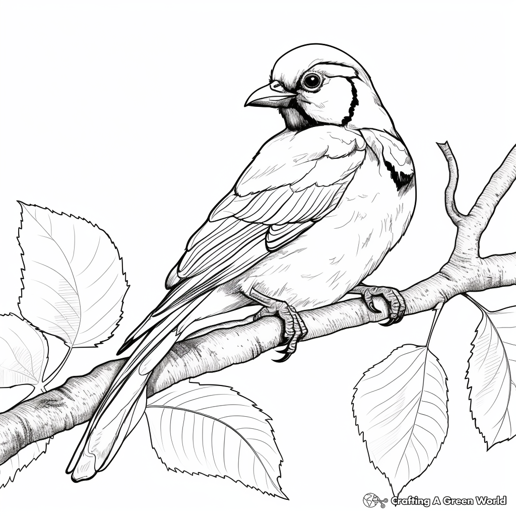 Autumn Scene with Blue Jay Coloring Pages 3