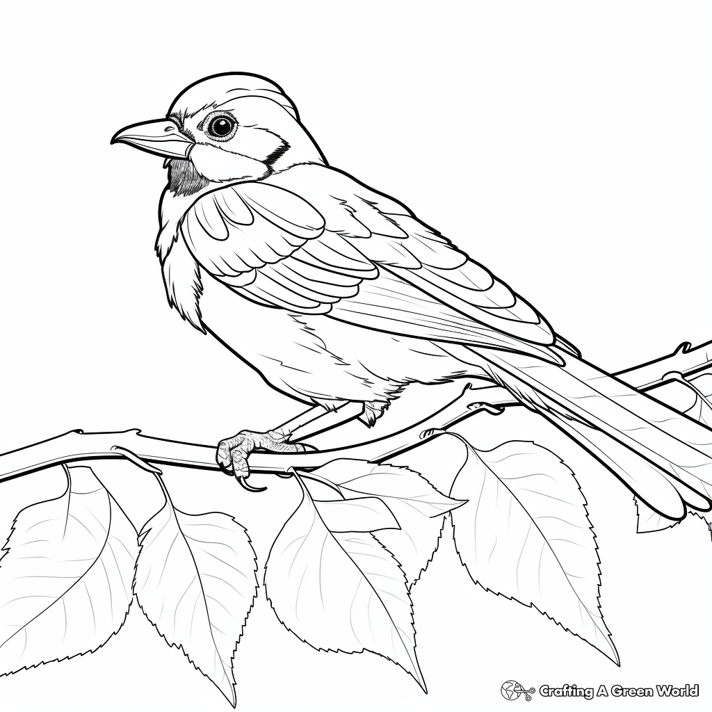 Autumn Scene with Blue Jay Coloring Pages 4