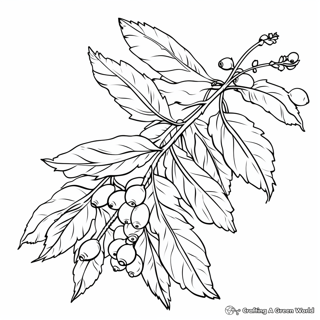 Autumn-themed Pecan Leaves Coloring sheets 4