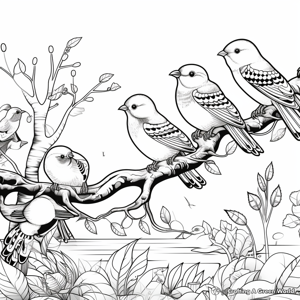 Autumnal Birds Migration Coloring Pages 2