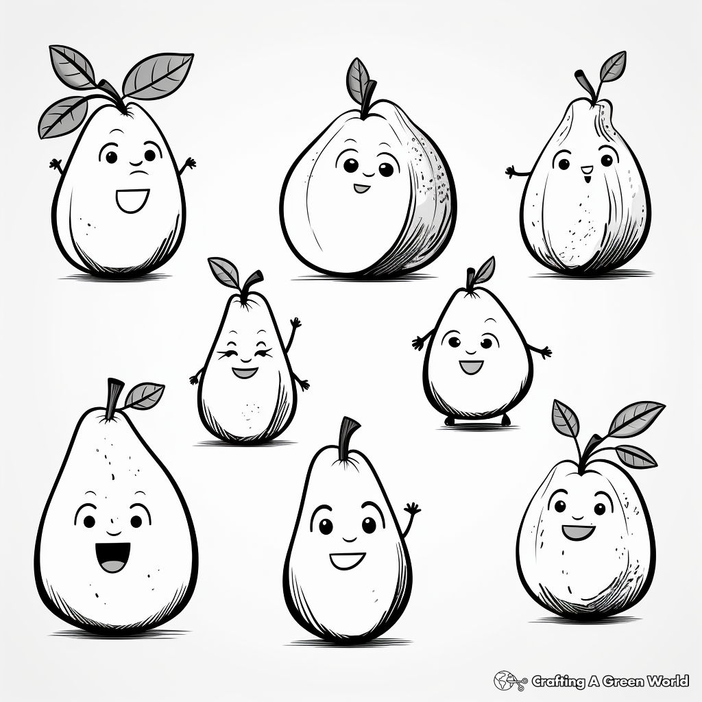 Avocado Varieties: A Collection of Coloring Pages 1