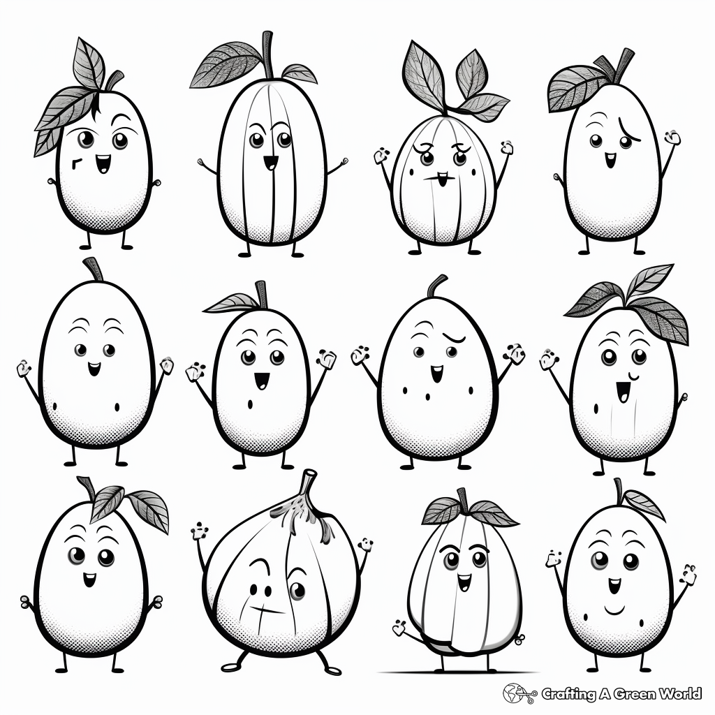 Avocado Varieties: A Collection of Coloring Pages 2