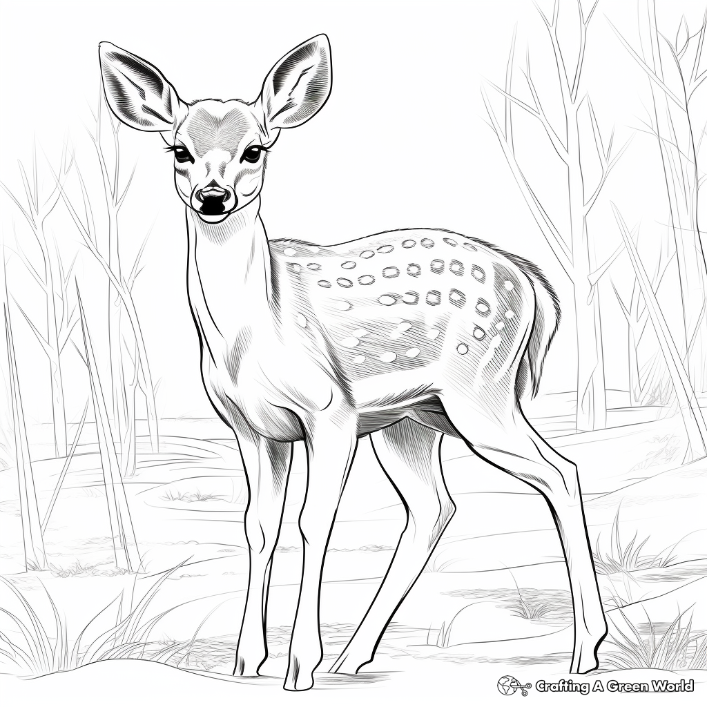 Axis Deer in Their Natural Habitat Coloring Pages 1
