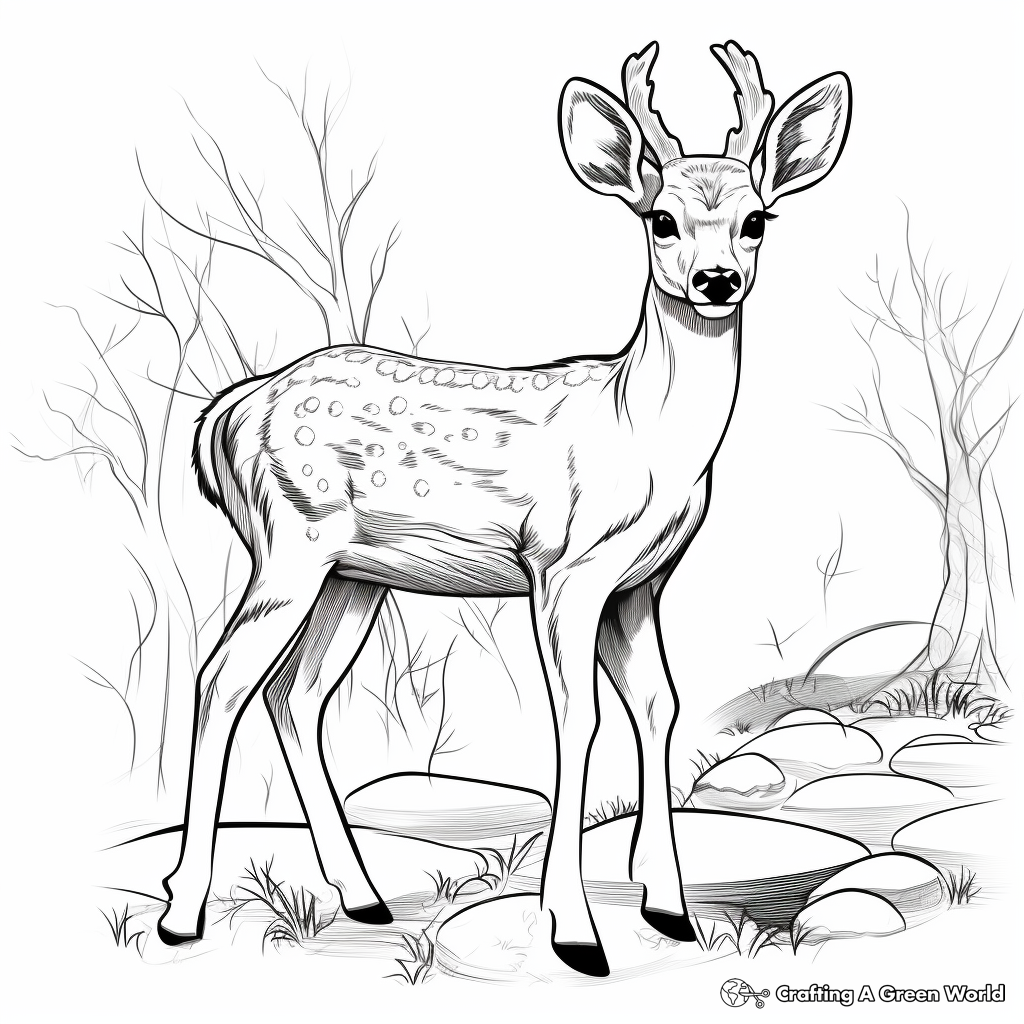 Axis Deer in Their Natural Habitat Coloring Pages 2