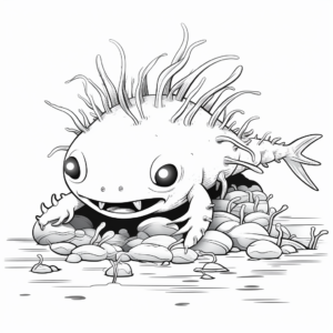 Axolotl Eating Worms Coloring Pages 1
