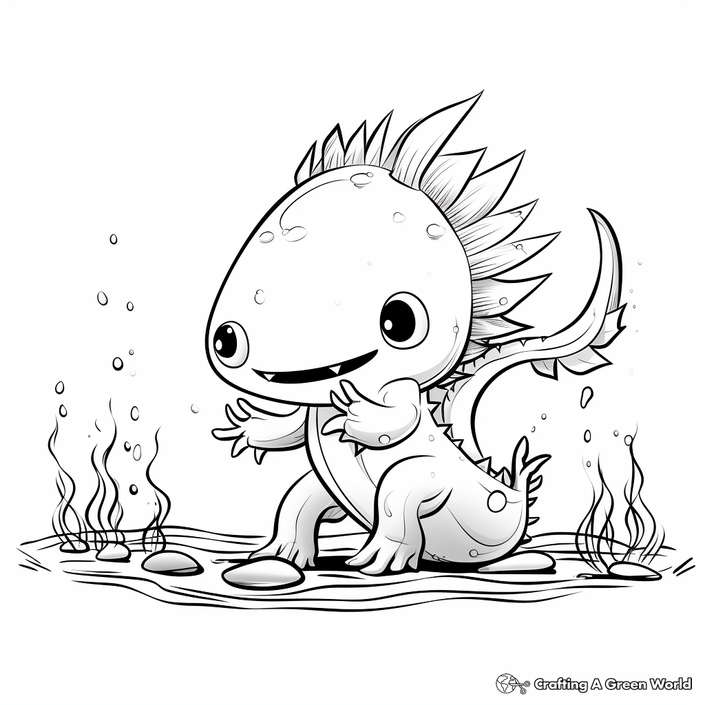 Axolotl Eating Worms Coloring Pages 2