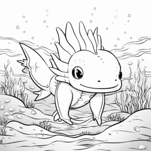 Axolotl in Habitat Coloring Pages 2