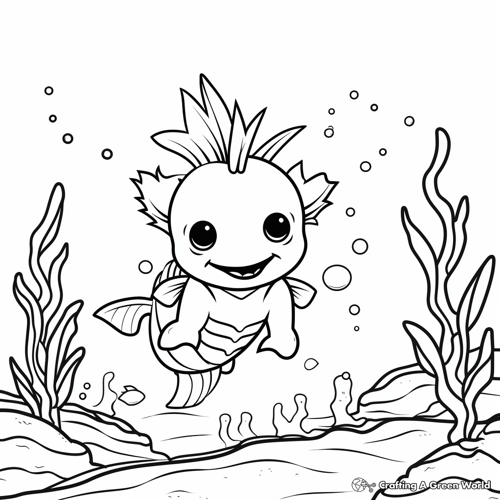 Axolotl in Habitat Coloring Pages 3