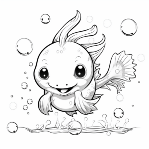 Axolotl Playing with Bubbles Coloring Pages 3
