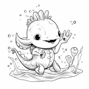 Axolotl Playing with Bubbles Coloring Pages 4