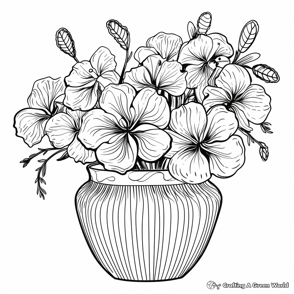 Azaleas Blooming in a Ceramic Pot Coloring Pages 2