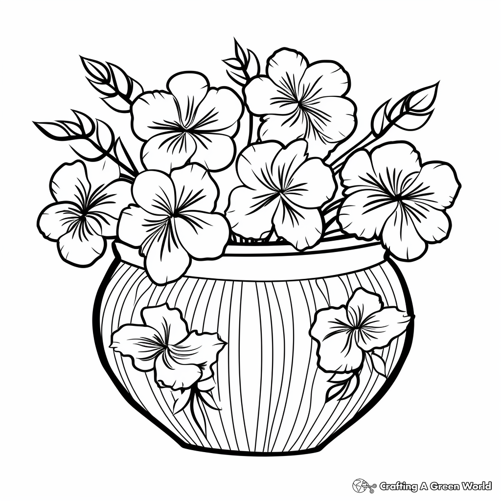 Azaleas Blooming in a Ceramic Pot Coloring Pages 3