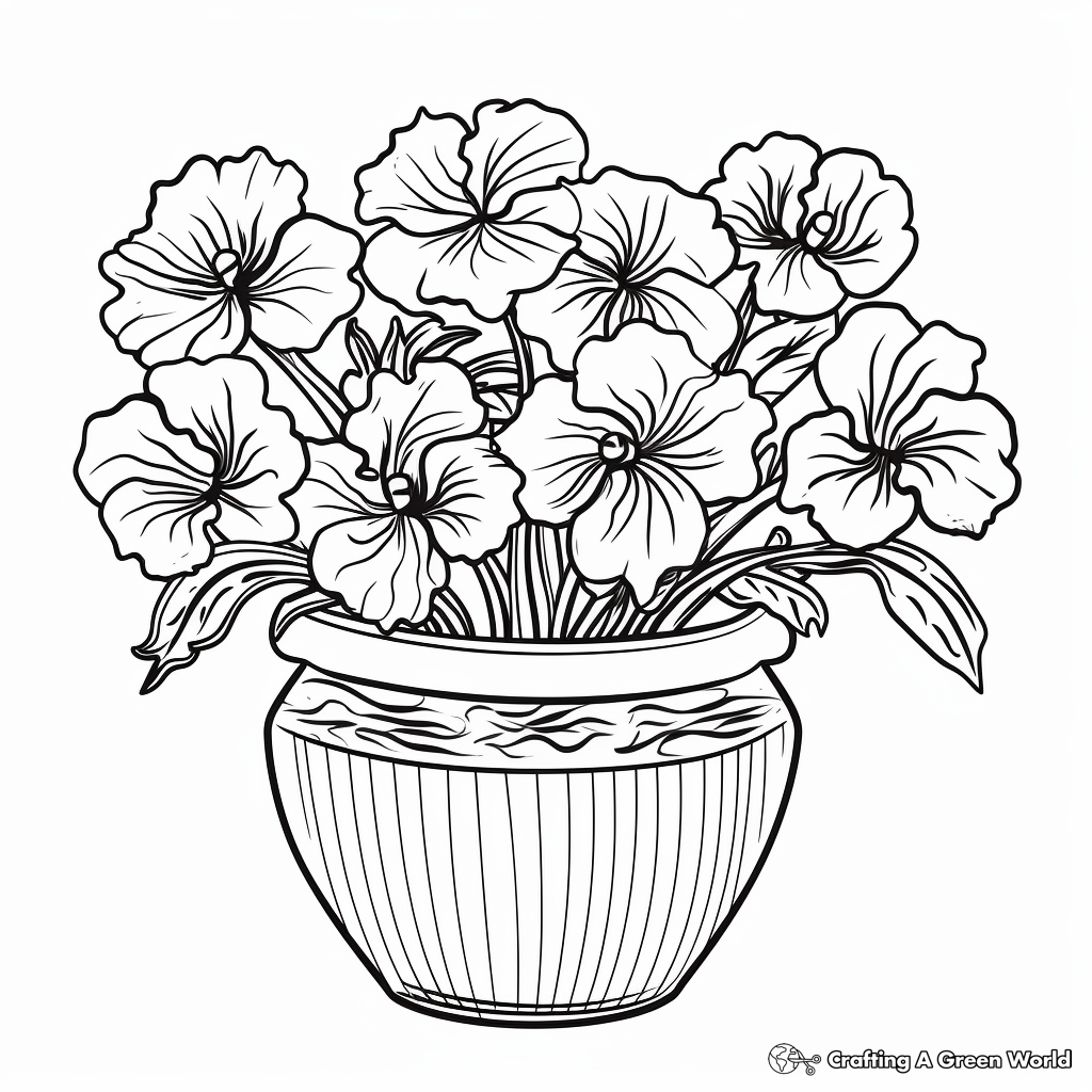 Azaleas Blooming in a Ceramic Pot Coloring Pages 4