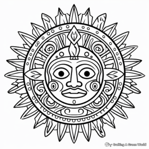 Aztec Sun Symbol Detailed Coloring Pages 1