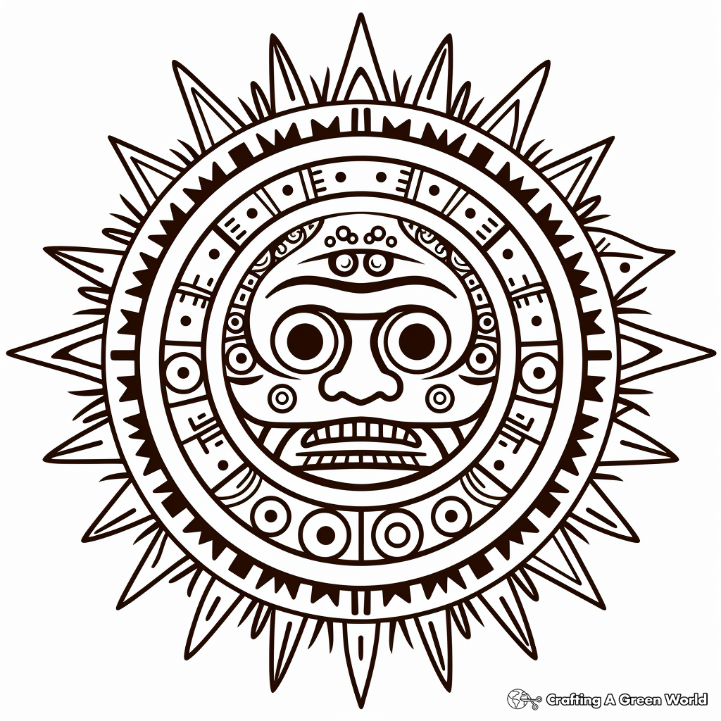 Aztec Sun Symbol Detailed Coloring Pages 3