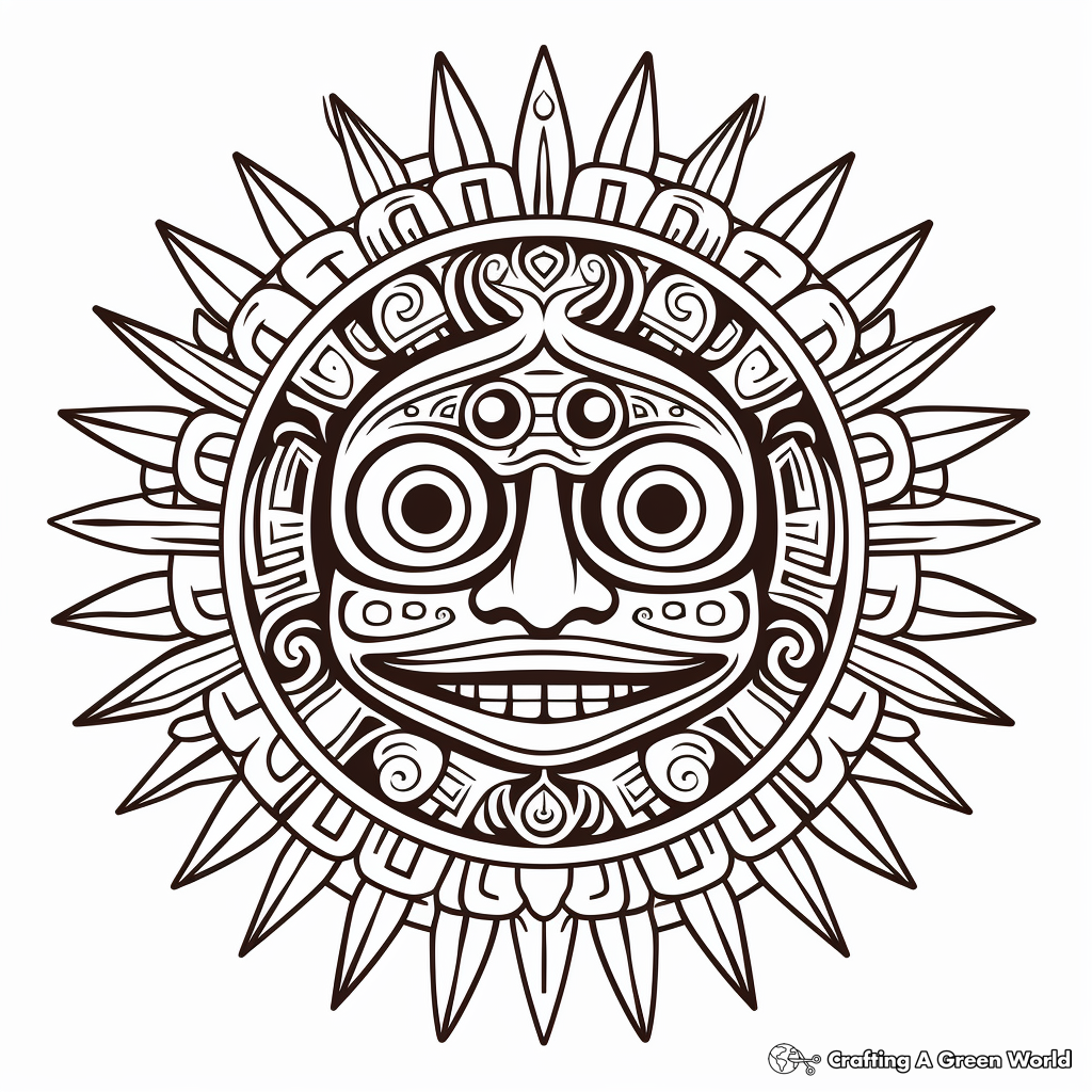 Aztec Sun Symbol Detailed Coloring Pages 4