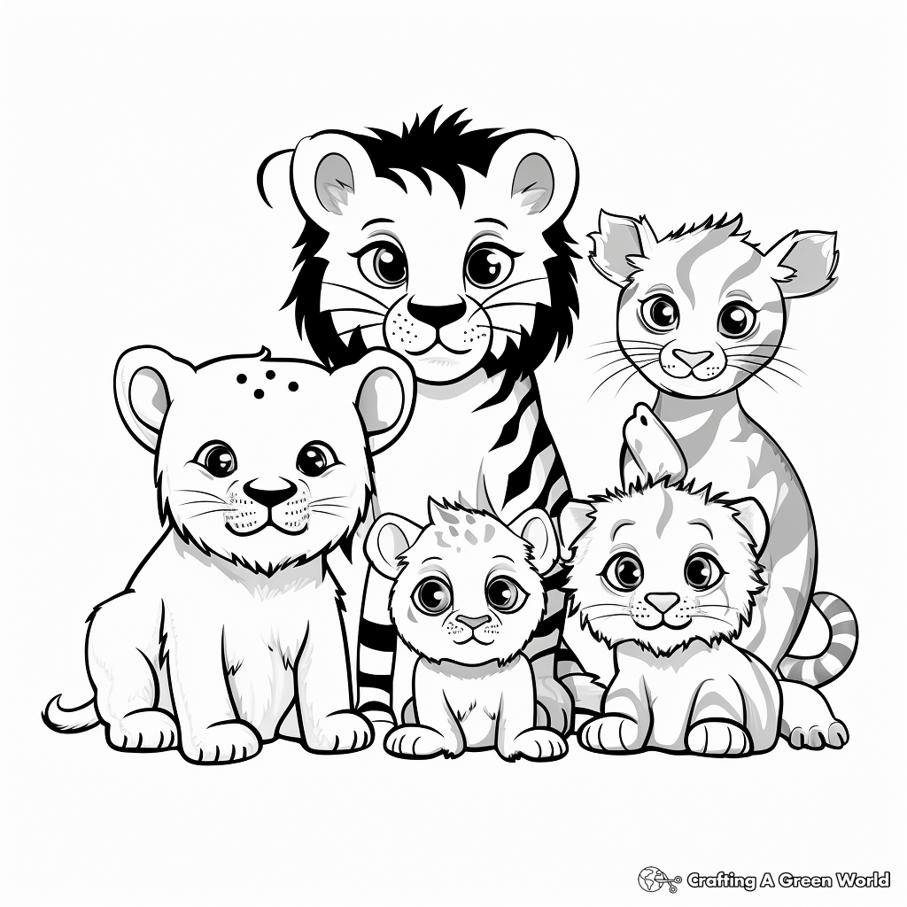 Baby Animal Families Coloring Pages 1