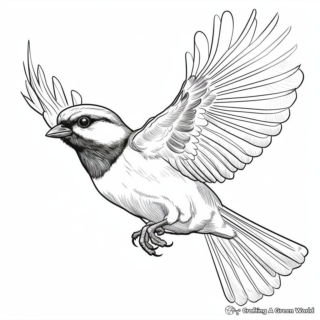 Baby Black Capped Chickadee Learning to Fly Coloring Pages 3