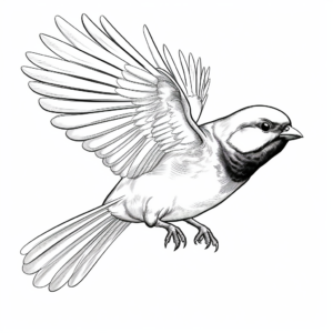 Baby Black Capped Chickadee Learning to Fly Coloring Pages 4