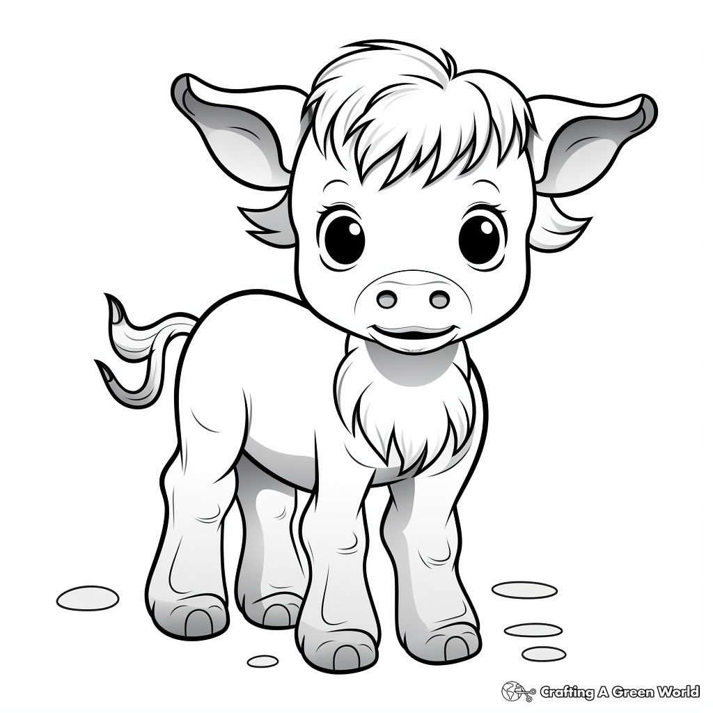 Baby Buffalo Coloring Pages for Kids 1
