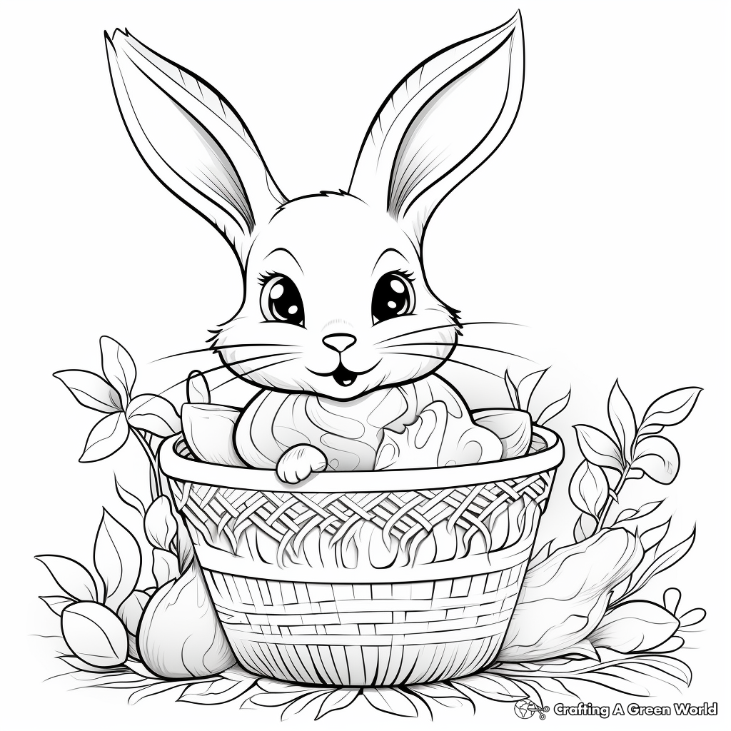 Baby Bunny in a Basket: Spring-themed Coloring Pages 2