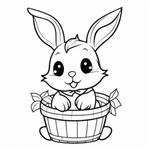 Baby Bunny in a Basket: Spring-themed Coloring Pages 4