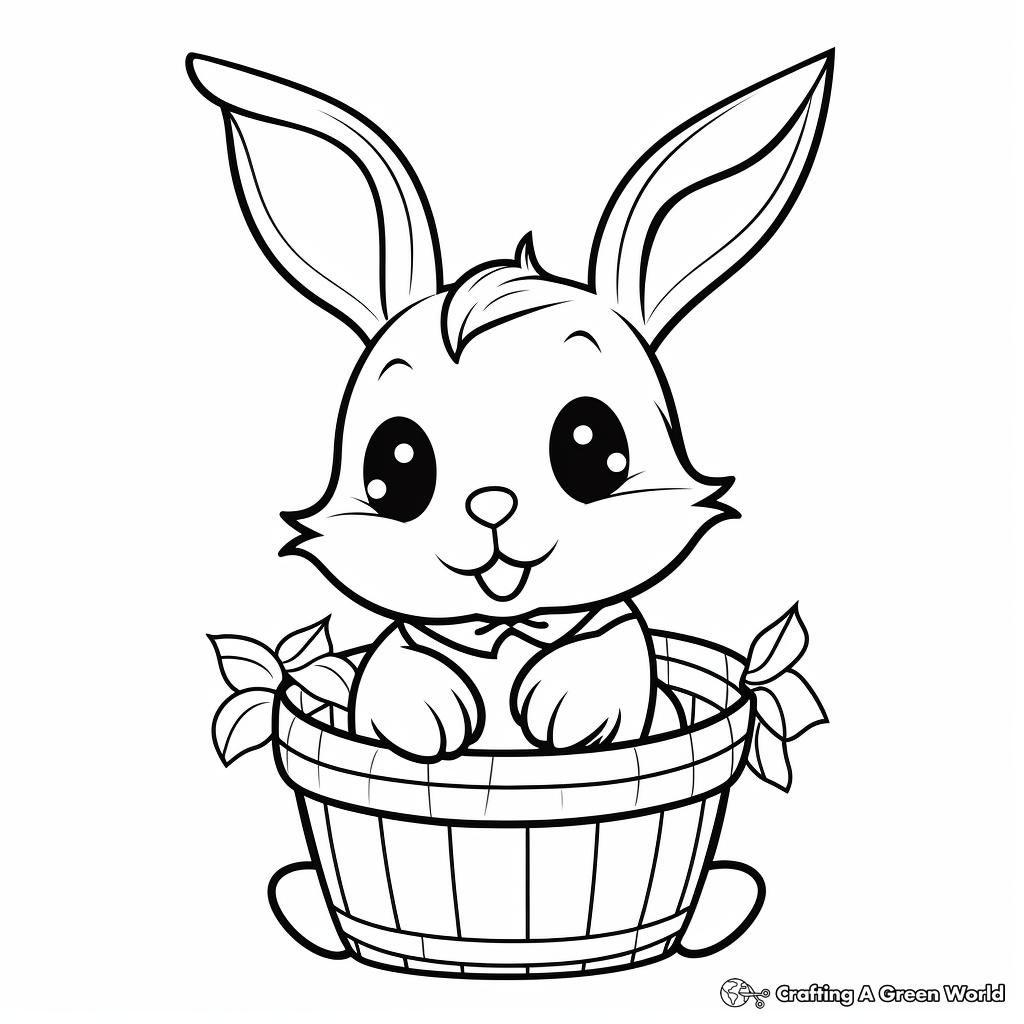 Baby Bunny in a Basket: Spring-themed Coloring Pages 3