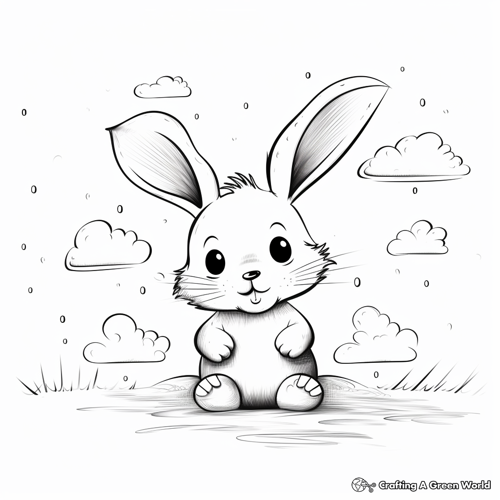 Baby Bunny in the Rain: Weather-themed Coloring Pages 3
