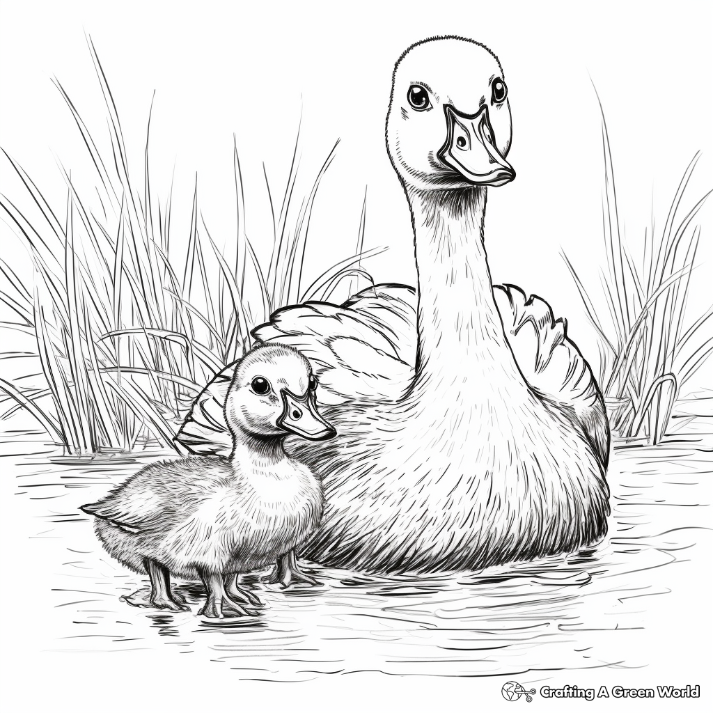 Baby Canada Geese or Goslings Coloring Pages 1