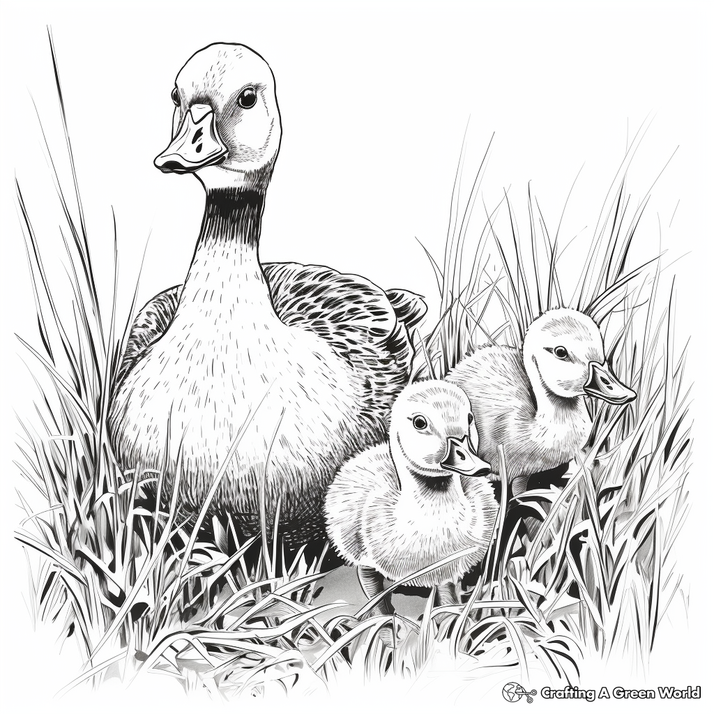 Baby Canada Geese or Goslings Coloring Pages 2