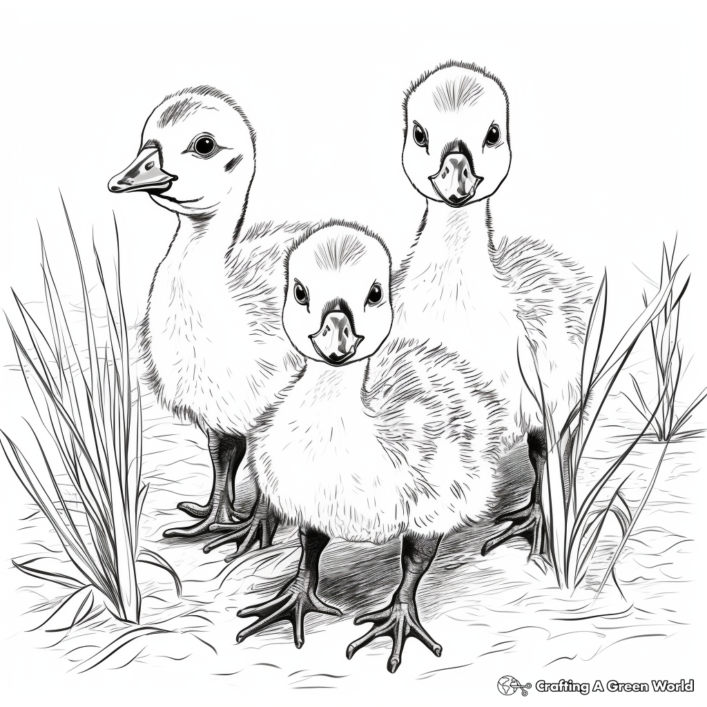 Baby Canada Geese or Goslings Coloring Pages 4