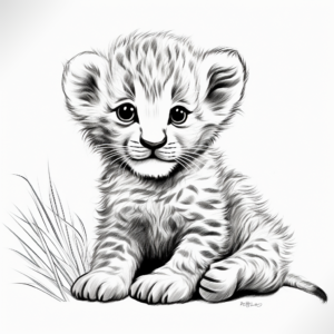 Baby Cheetah Cub Coloring Pages for Children 1