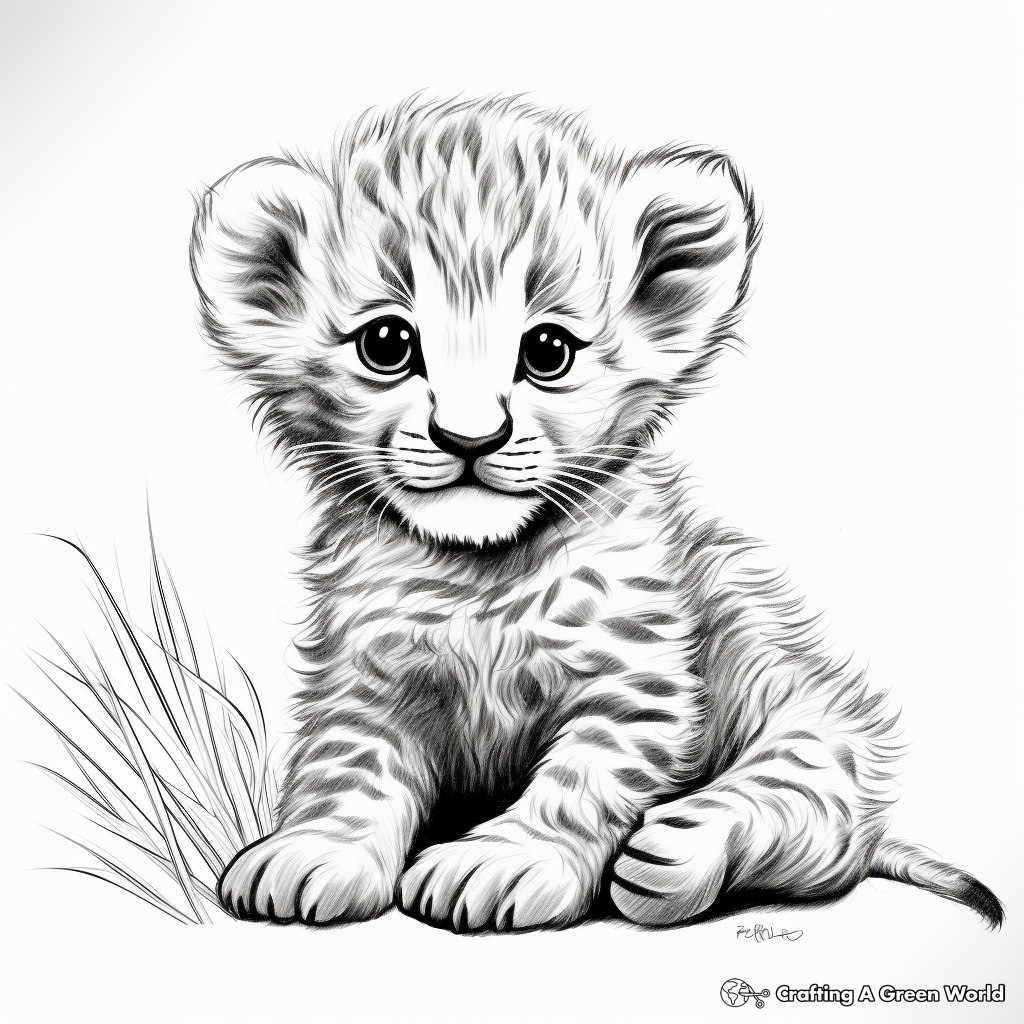 Baby Cheetah Cub Coloring Pages for Children 1