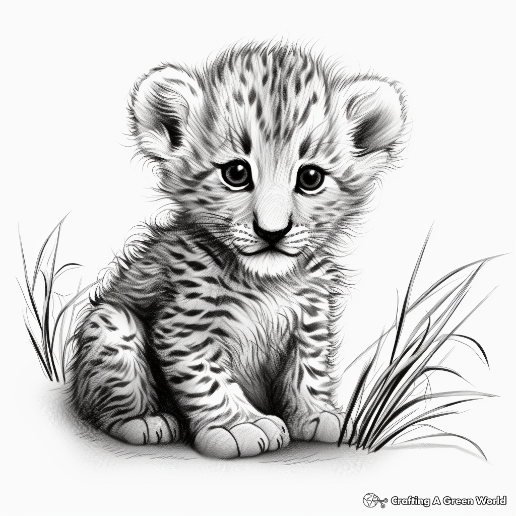 Baby Cheetah Cub Coloring Pages for Children 2