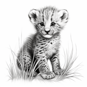 Baby Cheetah Cub Coloring Pages for Children 3