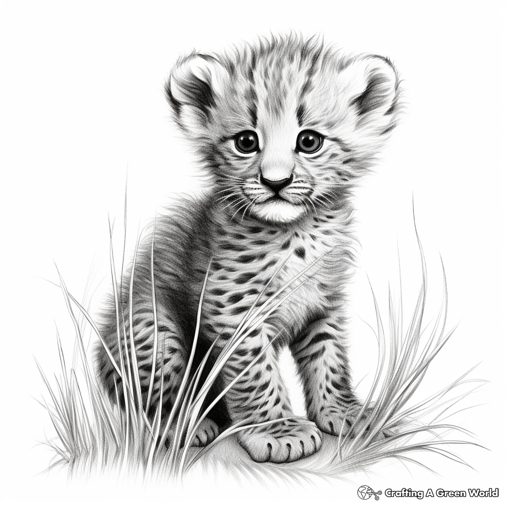 Baby Cheetah Cub Coloring Pages for Children 3