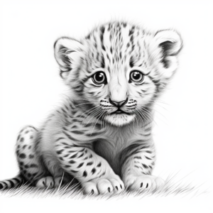 Baby Cheetah Cub Coloring Pages for Children 4