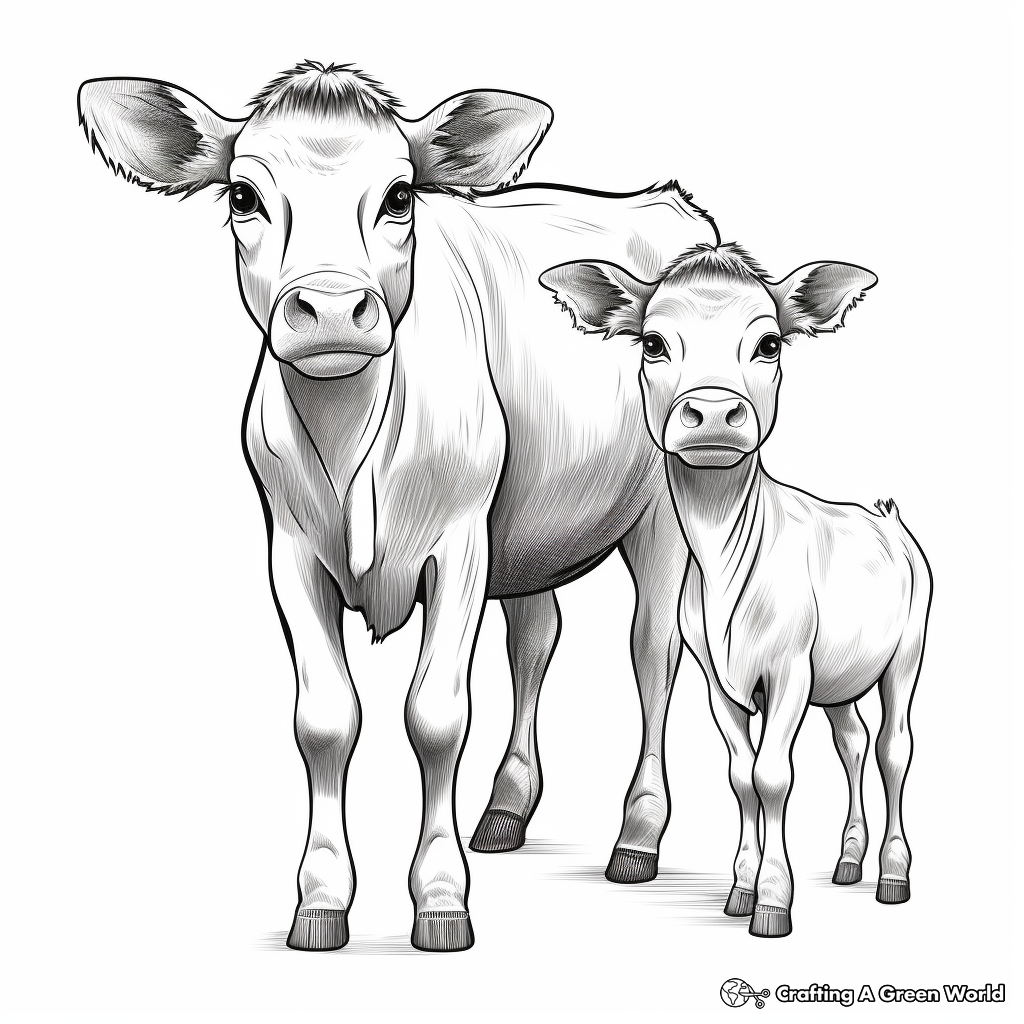 Baby Cow Family Coloring Pages: Mama, Papa, and Calf 3