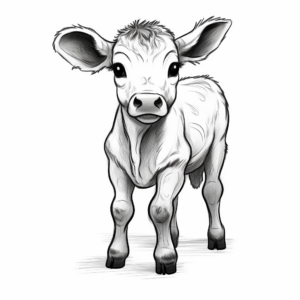 Baby Cow with Farm Buddies Coloring Pages 1