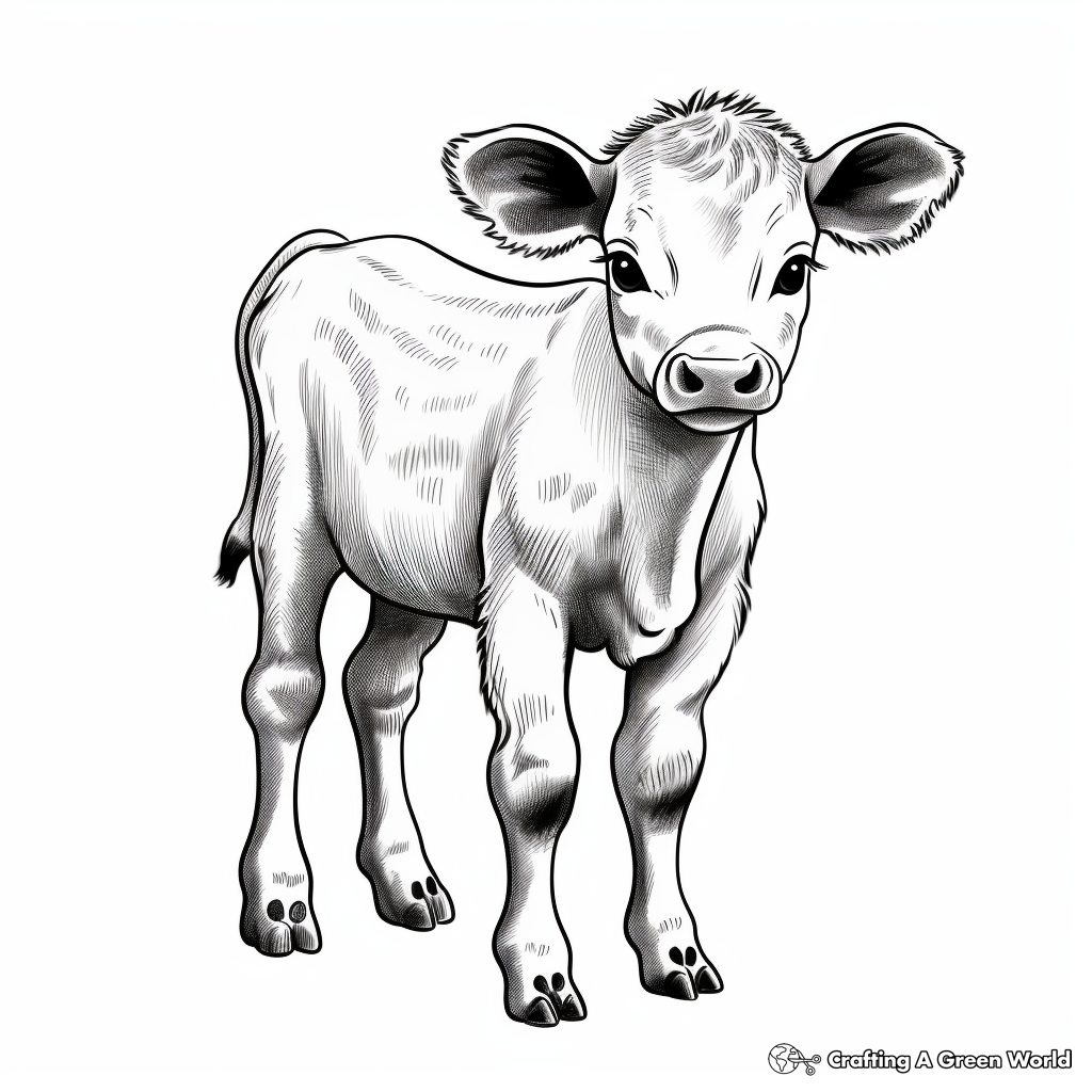 Baby Cow with Farm Buddies Coloring Pages 2