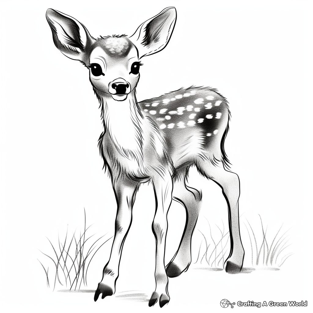 Baby Deer Fawn Coloring Pages 1